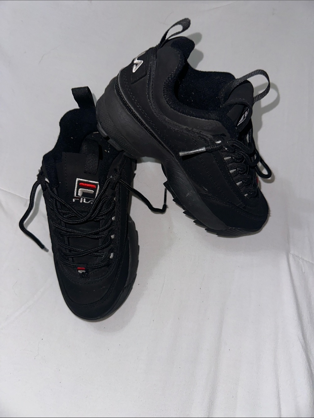 Fila kids Chunky Sneaker in Black with Red Accent